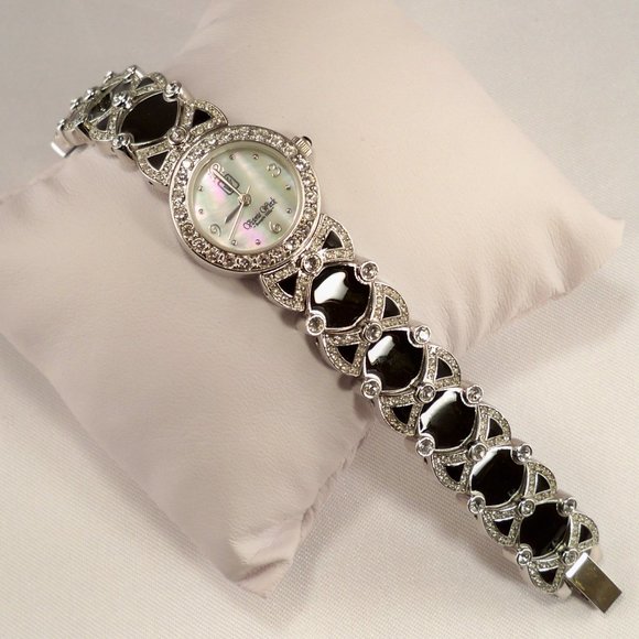New Victoria Wieck Beverly Hills Cubic Zirconias Silver, Black Band Watch main image 6